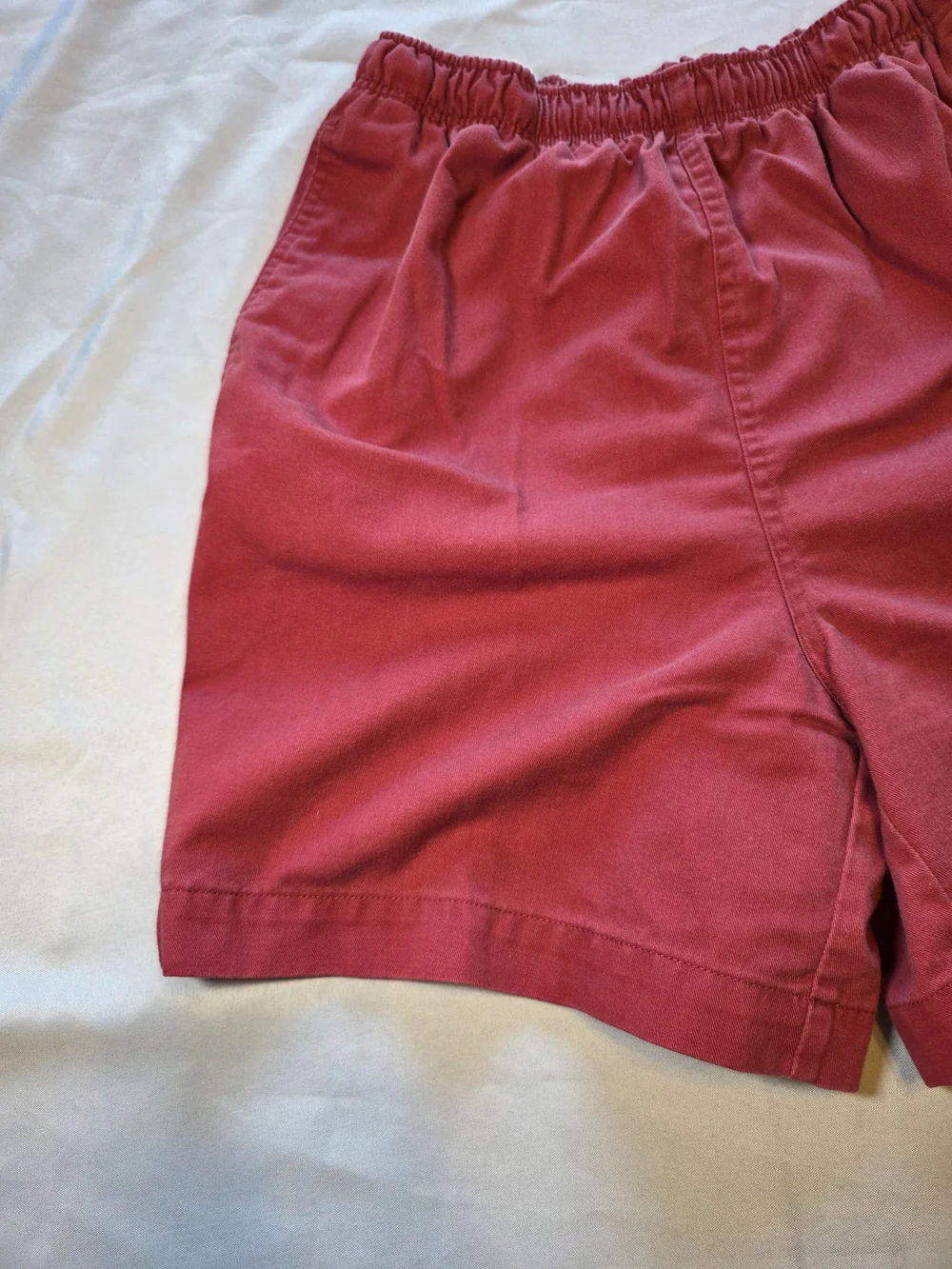 Lands End Womens M Red Elastic Waist Pull On Shorts Casual Cotton Blend